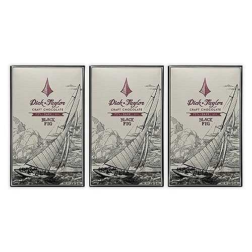 Dick Taylor Craft Chocolate Dick Taylor Black Fig 72% Dark Chocolate 3 Pack - California Chocolate - Premium, Organic, Craft, Artisanal, Direct Trade, Single Origin, Bean-to-bar, Gourmet - Vegan, Keto, Paleo, Ko