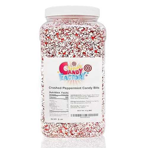 Sarah's Candy Factory Crushed Peppermint Candy Pieces Bits in Jar 5 Lbs