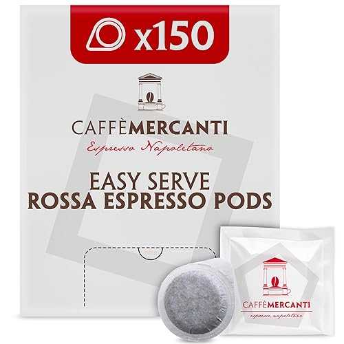 Caffe Mercanti ESE (イージーサーブ エスプレッソ) ロッサ フィルターペーパー入りイタリアンコーヒーポッド - 44mm、150 ポッド - Italiano Caffe フィルターペーパー - 非遺伝子組み換え Piazza Mercanti Caffe Mercanti ESE (Easy Serve Espre
