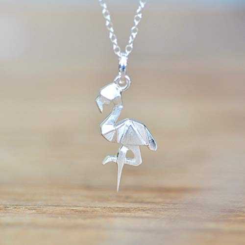 オリガミ フラミンゴ ネックレス スターリング シルバー 16 インチ チェーン付き Jamber Jewels Origami Flamingo Necklace in Sterling Silver with 16 inch Chain