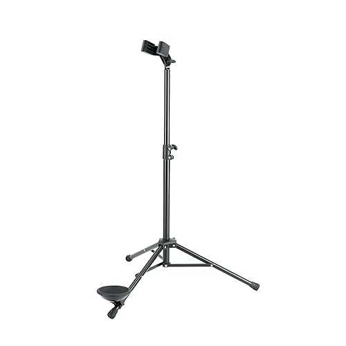 K&M K・・nig & Meyer Bassoon Stand 15010.011.55 | Stable Secure Adjustable/Folding Stand For Bass Clarinet & Eb Alto | Lightweight & Compact Tripod Base | Felt Support Arms | Made in Germany | Black