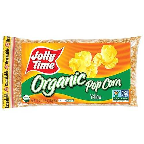 Jolly Time オーガニック グルテンフリー 非遺伝子組み換え イエロー ポップコーン カーネル、20 オンス バッグ Jolly Time Organic Gluten-free Non-gmo Yellow Popcorn Kernels, 20 Oz. Bag