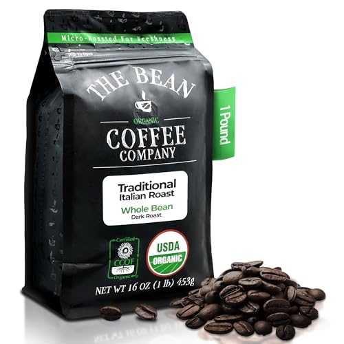 The Bean Coffee Company The Bean Organic Coffee Company Il Chicco (Traditional Italian Roast), Dark Roast, Whole Bean Coffee, 16-Ounce Bag