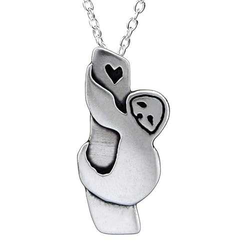 Mark Poulin Sterling Silver Tree Sloth Necklace on Adjustable Sterling Silver Chain 16 18 20 Inch 925 Charm Jewlety