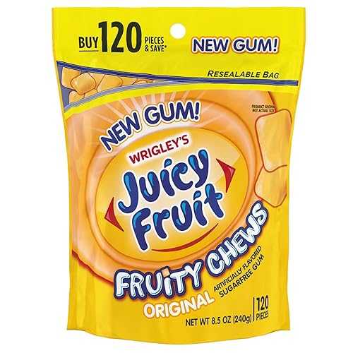 ジューシーフルーツ フルーティーチュウ オリジナルシュガーフリーガム 120個袋(2パック) Juicy Fruit Gum Juicy Fruit Fruity Chews Original Sugarfree Gum, 120 piece bag (2 Pack)