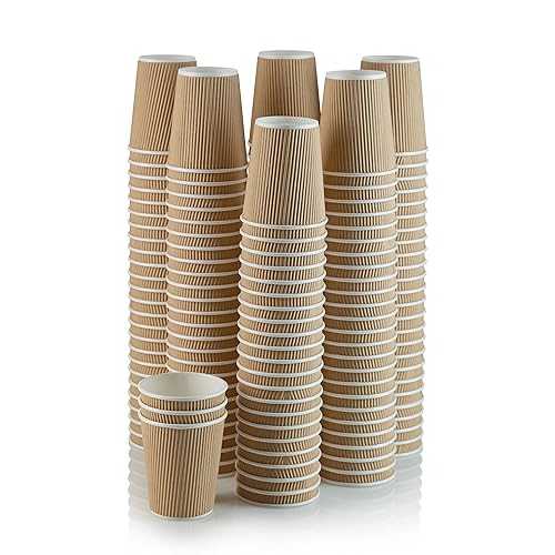 NYHI 150 8 oz Ripple Kraft Paper Cups Brown Hot Cold 3 Layer Rippled Small Insulated Disposable Coffee Cups for Cappuccino Hot Cocoa or Iced Drinks 11,098円