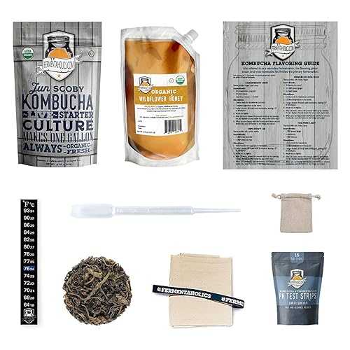1 ガロン ジュン コンブチャ スターター キット - USDA オーガニック ジュン SCOBY とスターター ティー + 独自のジュン ティーの醸造を始めるための材料が含まれています * 瓶は含まれません * Fermentaholics 1 Gallon Jun Kombucha Starter Kit