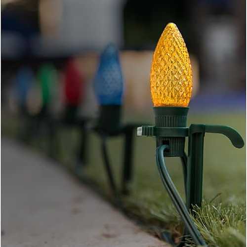 Holiday Eaves Lighting & Accessories, LLC 75 Pk - 4.25” Halo Christmas Light Stakes - Pro-Grade, Easy Install, Made in USA! Exclusive Lock Tech - C7/C9 - Reusable & UV Protected for Extreme Weather.