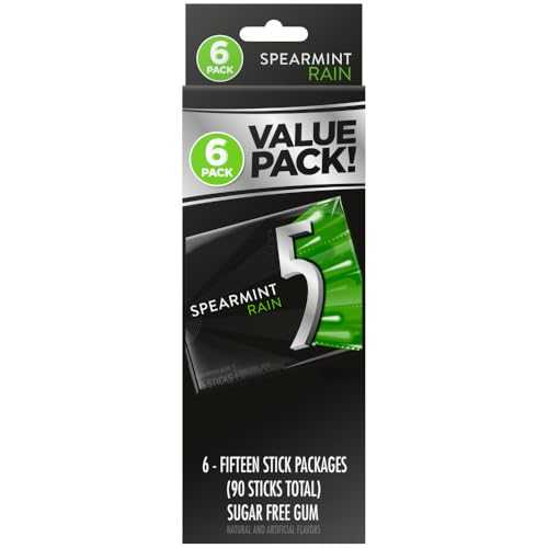 レイン スペアミント シュガーフリー ガム 5 個、バリュー パック 6 個 (合計 36 パック) 5 Gum 5 Rain Spearmint Sugarfree Gum, 6 Value Packs (36 packs total)