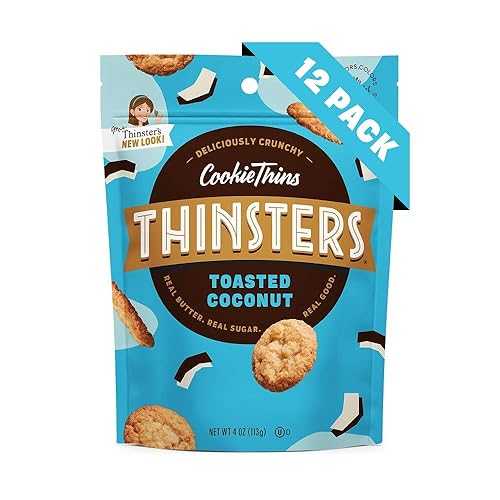 Thinsters Cookie Thins トーストココナッツ、非遺伝子組み換え、4 オンス、12 個パック Mrs. Thinsters Thinsters Cookie Thins Toasted Coconut, Non GMO, 4 Ounce, Pack of 12