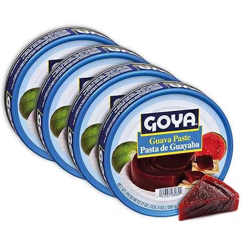 Guava Puree Paste by Goya, Guava Jelly for Breakfast Pastries, Guava Concentrate Jam Made With Guava Pulp, Pasta de Guava, Latin Cooking and Baking Kitchen Staple, 21 oz Cans, Pack of 4
