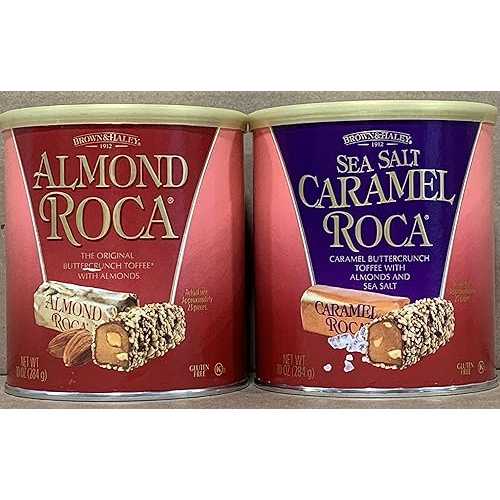 KC Commerce アーモンド ロカ 10 オンス キャニスター バラエティ パック (オリジナルおよびシーソルト キャラメル ロカ) KC Commerce Almond Roca 10 Ounce Canister Variety Pack (Original and Sea Salt Caramel Roca)