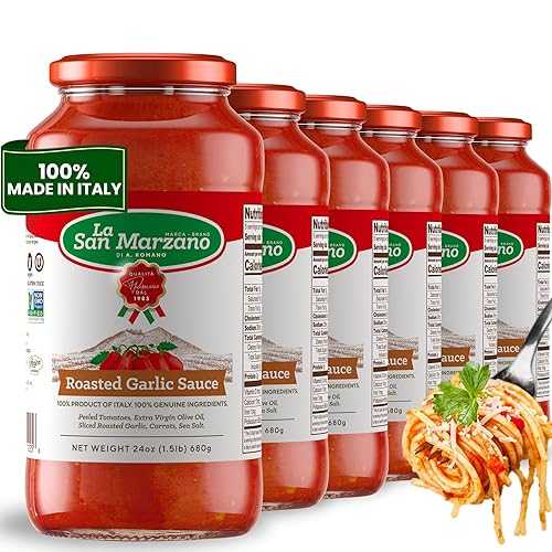 La San Marzano Roasted Garlic Sauce, 24 oz, Pasta Sauce Made in Italy, All Purpose Tomato Premium Quality, All Natural, Mediterranean Diet, Non GMO, Vegan, Gluten Free