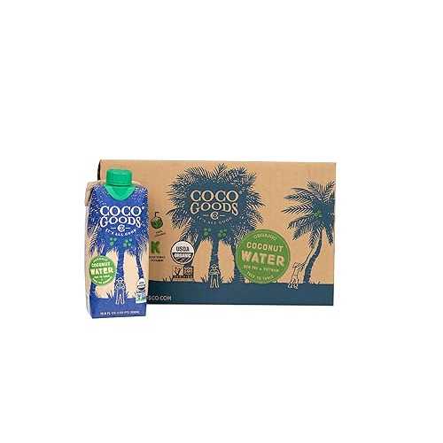 CocoGoodsCo Single-Origin 100% Organic Coconut Water, Non-GMO, Never from Concentrate (16.9 fl. oz, 12 pack)