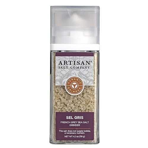 SaltWorks Sel Gris French Grey, Grinder Grain, Artisan Grinder Jar, Light Grey Crystals, Sea Salt, 4.2 Oz