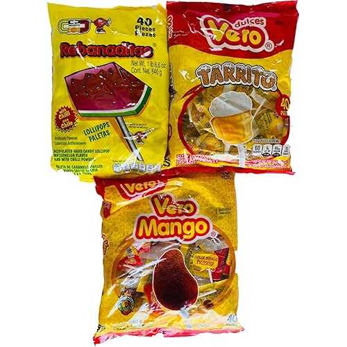 MEXICAN CANDY Vero Tarrito Vero Mango Rebanaditas Paletas COMBO with FREE Slaps Lollipop Candy (1BAG)