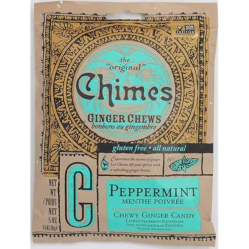 Chimes Peppermint Ginger Chews, 5-Ounce Bags (Pack of 20)
