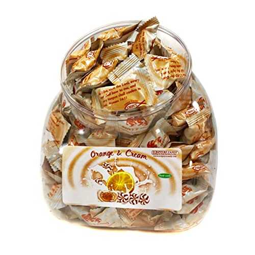 経典キャンディー、オレンジ＆クリームタブ、190個 SCRIPTURE CANDY Reaching The World One Piece At A Scripture Candy, Orange & Cream Tub, 190 Pieces