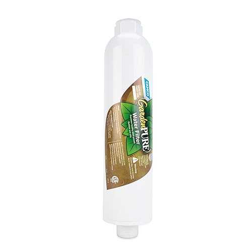 Camco GardenPURE Carbon Water Filter - Inline Garden Hose Water Filter - Filters Chlorine \u0026 Chloramine Compounds for Improved Plant Health - Perfect for Hydro and Aeroponic Gardening Systems (40691)