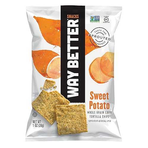Way Better Snacks 発芽グルテンフリー トルティーヤチップス、シンプリー スイート ポテト、1 オンス (12 個パック) Way Better Snacks Sprouted Gluten Free Tortilla Chips, Simply Sweet Potato, 1 Ounce (Pack of 12)