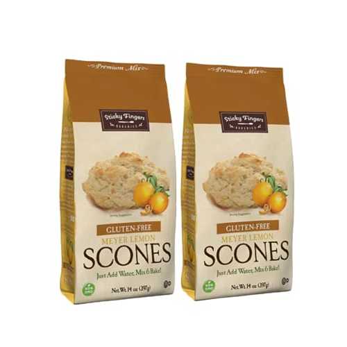 スティッキー フィンガーズ プレミアム グルテン フリー スコーン ミックス (2 パック) (マイヤー レモン) Sticky Fingers Premium Gluten Free Scone Mix (2-Pack) (Meyer Lemon)
