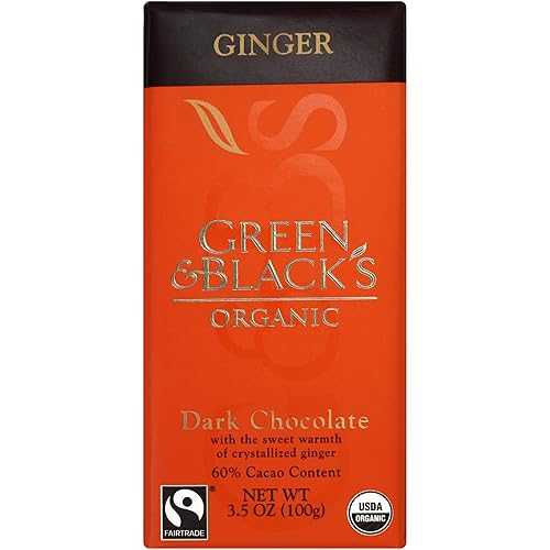 ジンジャー入りダークチョコレート オーガニック 3.50オンス (10本) GREEN & BLACK'S ORGANIC Dark Chocolate with Ginger Organic 3.50 Ounces (10 Bars)