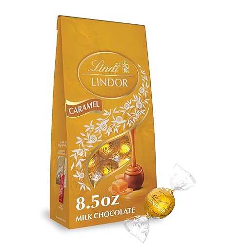 Lindt LINDOR Caramel Milk Chocolate Truffles, Milk Chocolate Candy with Smooth, Melting Truffle Center, Great for Gifting, 8.5 oz. Bag (6 Pack)|Glomarket
