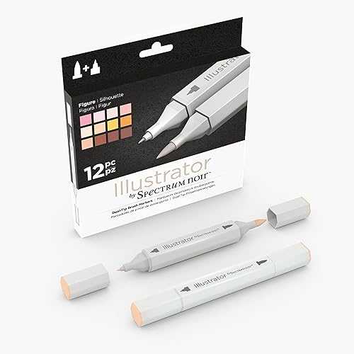 Spectrum Noir Illustrator by Spectrum Noir 12 Piece Twin Tip Artist Alcohol Markers, Figure｜Glomarket