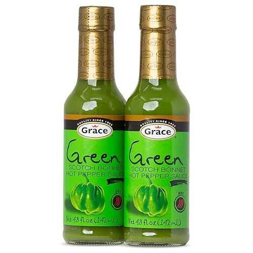 Grace Green Scotch Bonnet Hot Pepper Sauce 4.8oz - 2 Pack - Authentic Jamaican Scotch Bonnet Pepper Sauce that Brings the Savory Heat to your Jamaican Food 4,447円