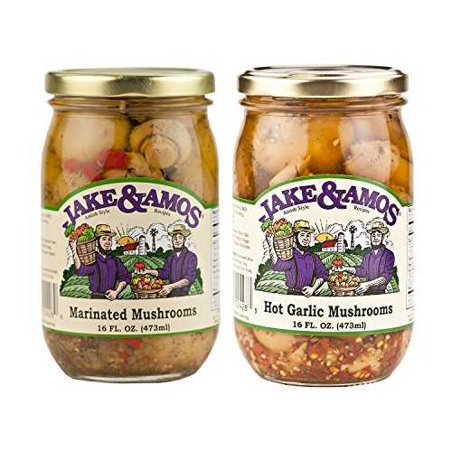 ジェイク & アモス ピクルス マッシュルーム バラエティ パック 16 オンス マリネ、ホットガーリック (各 1 瓶) Jake & Amos Pickled Mushroom Variety Pack 16 oz. Marinated, Hot Garlic (1 Jar of Each)|Glomarket