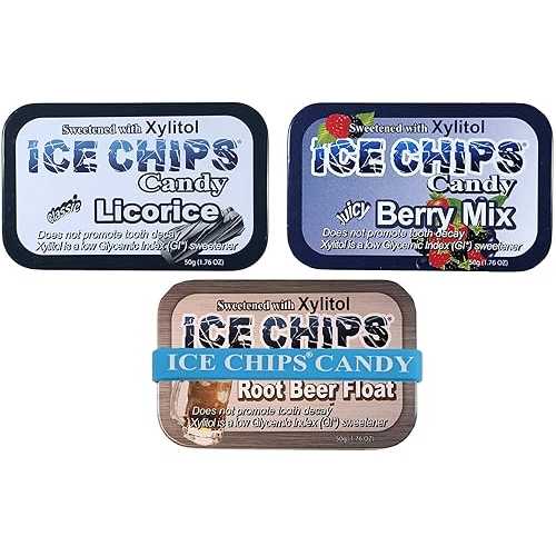 ICE CHIPS Candy 3 Pack Assortment (Licorice, Berry, Root Beer Float)