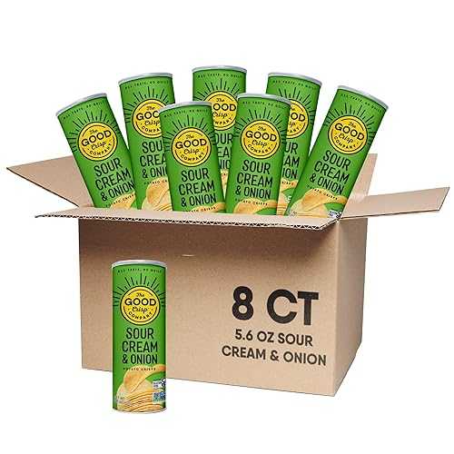 The Good Crisp Company, Sour Cream and Onion, Gluten Free Potato Chips (5.6 Ounce Canisters, Pack of 8), Non-GMO, Allergen Friendly, Potato Chip Snack Pack, Gluten Free Snacks