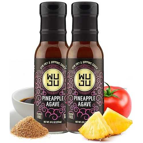 WUJU Pineapple Agave Sauce - Naturally Gluten Free Sweet And Sour Sauce - Unique Combination of Umami, Pineapple Agave & Apple - Duck Sauce w/All Natural Ingredients & No Preservatives - 2 x 8 Ounce