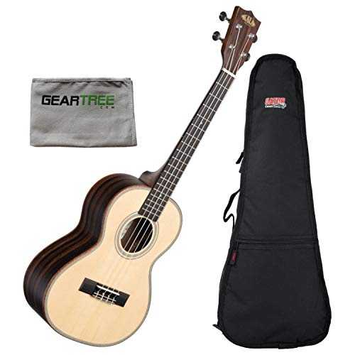 Kala KA SSEBY T ソリッド スプルース トップ ストライプ エボニー テナー ウクレレ ギアツリー クロス付き a Kala KA SSEBY T Solid Spruce Top Striped Ebony Tenor Ukulele w/Geartree Cloth a