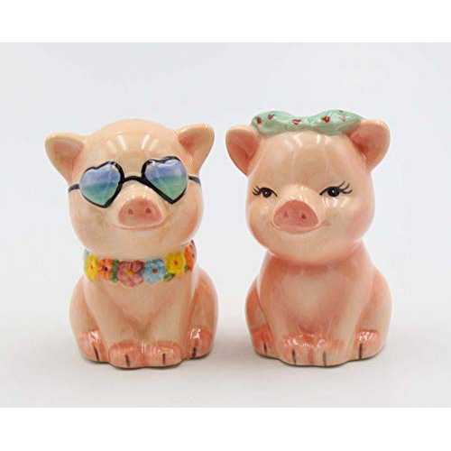 Cosmos Gifts Happy Pigs Salt and Pepper Set, Multicolored
