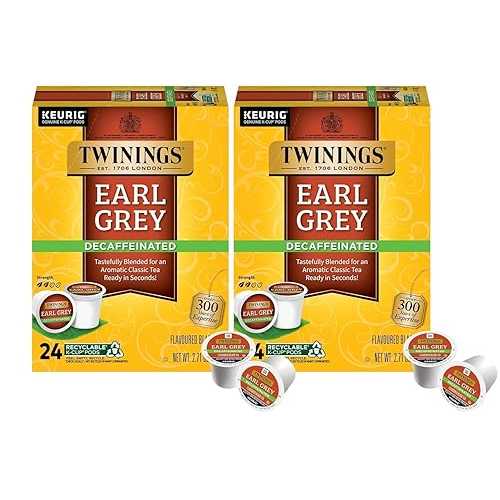 トワイニング オブ ロンドン 天然カフェインレス アール グレイ ティー 24 カウント K カップ (2 個パック) Twinings of London Naturally Decaffeinated Earl Grey Tea 24-Count K-Cups (Pack of 2)