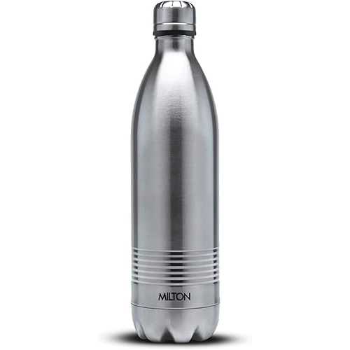 700 ml、しろがね色、ミルトン サーモスチール写真 二重奏 DLX 750、二重壁無意味さ断熱瓶 700 ml / 24薬局衡オンス / 24 第四次元温水および冷水瓶、18/8 ステンレス鋼鋼、BPA 無償性、食料雑貨類品位、目こぼし押しとどめる / 銀 700 ml, Silver, Milton Thermosteel Duo DL