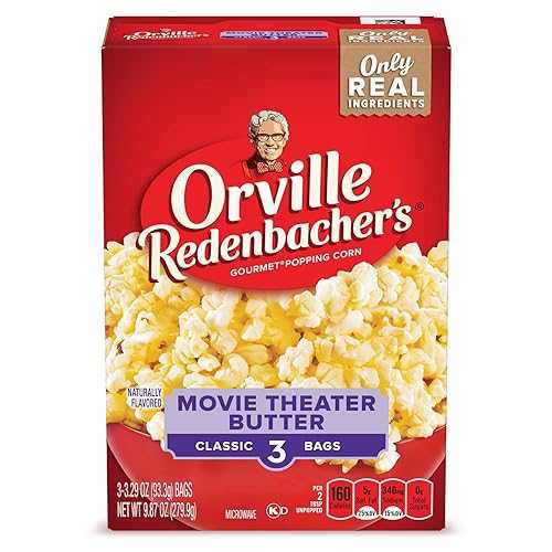 Orville Redenbacher s Microwave Popcorn, Movie Theater Butter Flavor, 3g Fiber Per Serving, 3.29 oz., 3-Count (12 Boxes) Orville Redenbacher's Orville Redenbacher s Microwave Popcorn, Movie Theater Butter Flavor, 3g