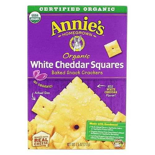 Annie's Organic White Cheddar Squares Baked Snack Crackers 7.5 oz. (Pack of 3)3 Annie's Homegrown Annie's Organic White Cheddar Squares Baked Snack Crackers 7.5 oz. (Pack of 3)3