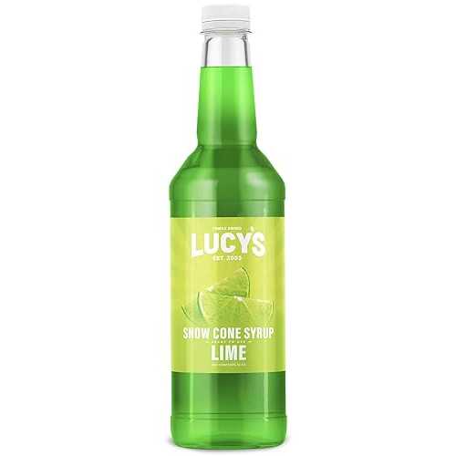 Lucy's Family Owned - かき氷スノーコーンシロップ - ライム - 32 オンスのシロップボトル Lucy's Family Owned - Shaved Ice Snow Cone Syrup - Lime - 32 oz Syrup Bottle