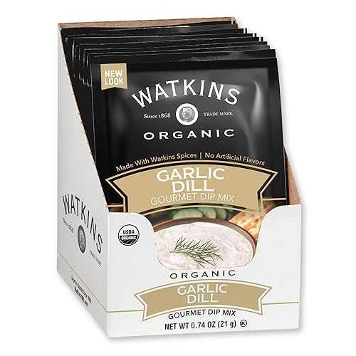 Watkins オーガニック グルメ ディップ ミックス、ガーリック & ディル、0.74 オンス パケット、12パック Watkins Organic Gourmet Dip Mix, Garlic & Dill, 0.74 oz. Packets, 12-Pack