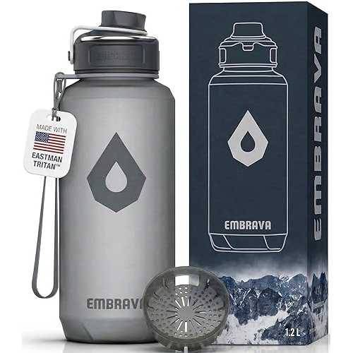 Embrava 40薬局衡オンス Water Bottle - Large with Travel Carry Ring - Wide Leak Proof Drink Spout - Heavy-Duty, BPA \u0026 BPS Free Tritan Plastic - Best for Sports, Hiking, Gym, Men \u0026 Women