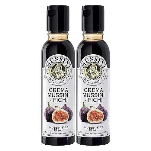 ムッシーニ クレマ、フィチ バルサミコ グレーズ、イチジク入り、5.07 オンス ボトル (2 個パック) Mussini Crema, Fichi Balsamic Glaze with Fig, 5.07-Ounce Bottles (Pack of 2)