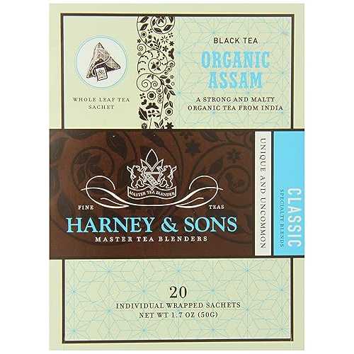 Harney & Sons Black Tea、オーガニックアッサム、1.7オンス、20袋(6個パック) Harney & Sons Black Tea, Organic Assam, 1.7 oz, 20 Sachets (Pack of 6)