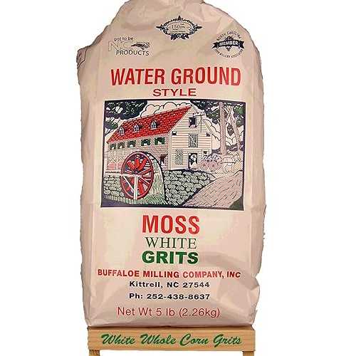 モスウォーターグラウンド ホワイトコーングリッツ 5ポンド Julia's Pantry Moss Water Ground White Corn Grits 5 Lbs