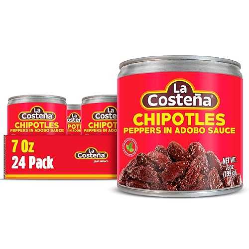 La Coste・・a Chipotle Peppers in Adobo Sauce - Smoked Spicy Peppers Chipotle in Adobo Sauce - Mexican Food, Taco, Enchiladas & Salsa - Hot Pickled Vegetables - 7 oz, 24 Pack Canned Vegetables