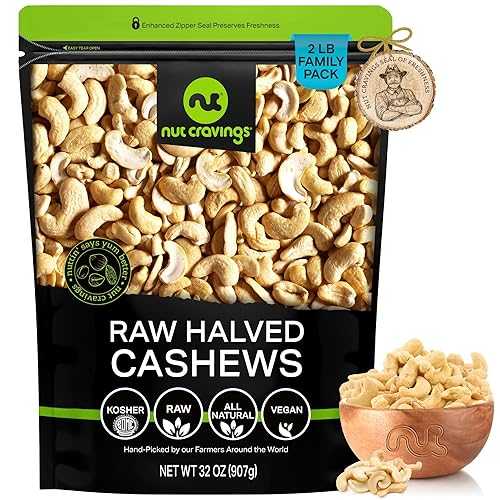 生カシューナッツの半分と部分 - 無塩、オーガニックより優れたもの (32オンス - 2ポンド) 新鮮なまま再密封可能な袋に詰めました - ナッツトレイルミックススナック - 健康的なプロテイン食品、すべて天然、ケト、ビーガン、コーシャ NUT CRAVINGS - Raw C