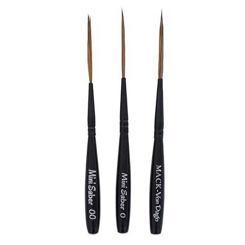 Andrew Mack Brush AMVD-MS-Set Von Dago Mini Saber Set of 3 Pinstriping Brushes Sizes 00-1 文房具・事務用品-その他-画材