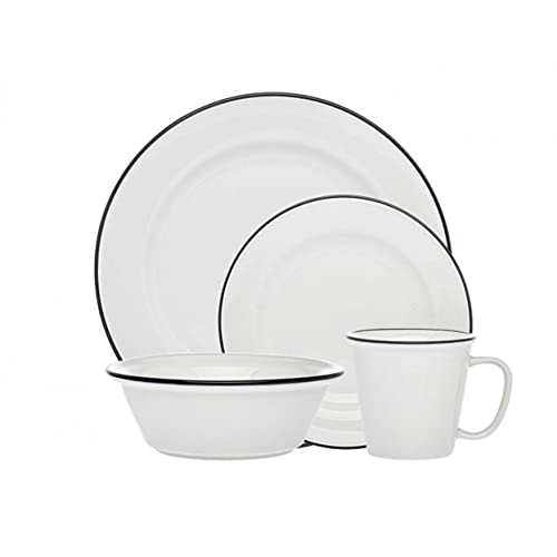 食器セット ビストロ ブラックバンド ディナーサラダプレート スープボウル - 16点セット Godinger Dinnerware Set Bistro Black Band Dinner Salad Plate Soup Bowl - 16 Piece set 24,062円