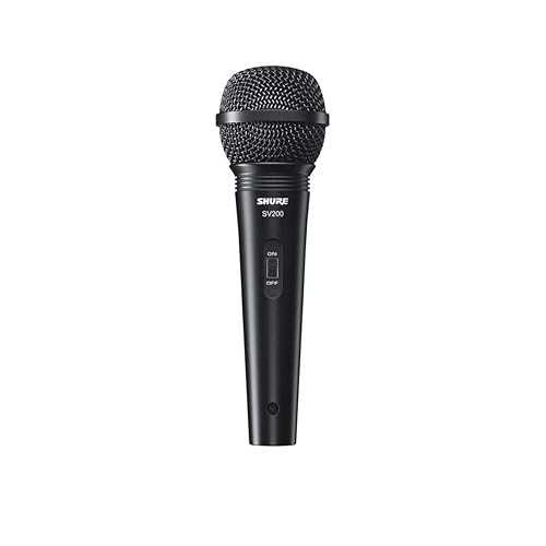 Shure SV200-WA Multipurpose Cardioid Dynamic Vocal Microphone with Dent Resistant Ball Grille, On/Off Switch, 15' XLR-to-1/4\